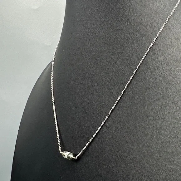 14k Gold Necklace with Beaded Accents and Diamonds - Picture 4 of 5